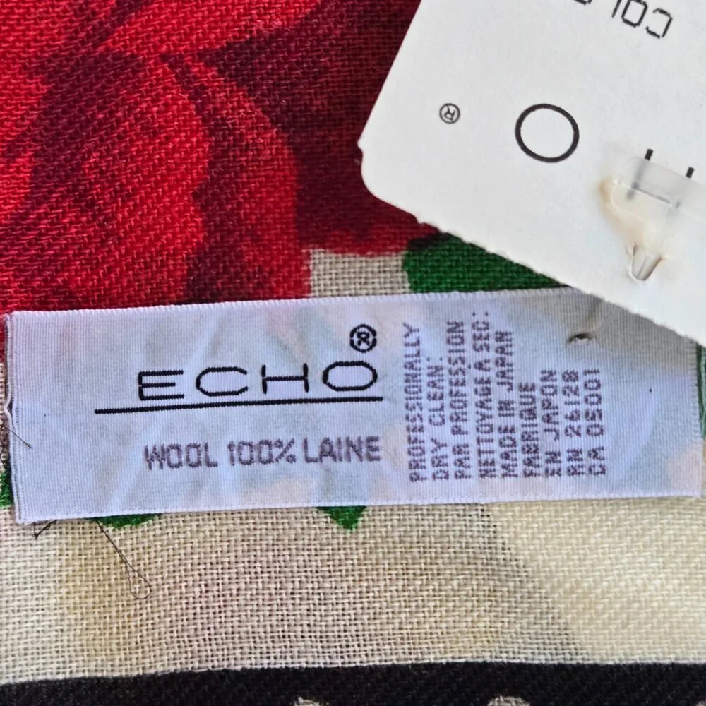 NWT Echo 100% Wool Scarf Floral
